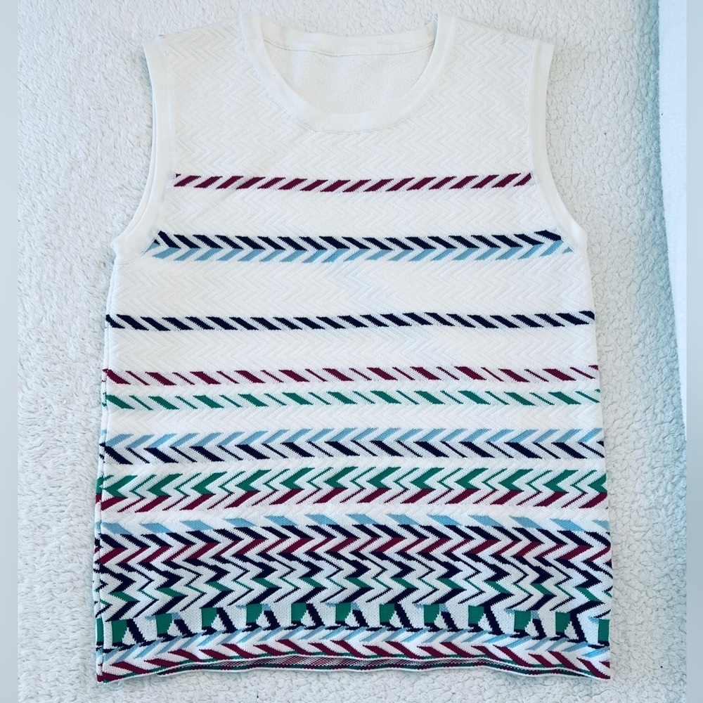 YESWOMEN Design Ivory Chevron Stripe Cotton Two-Piece Set Chanel - Picture 3 of 14
